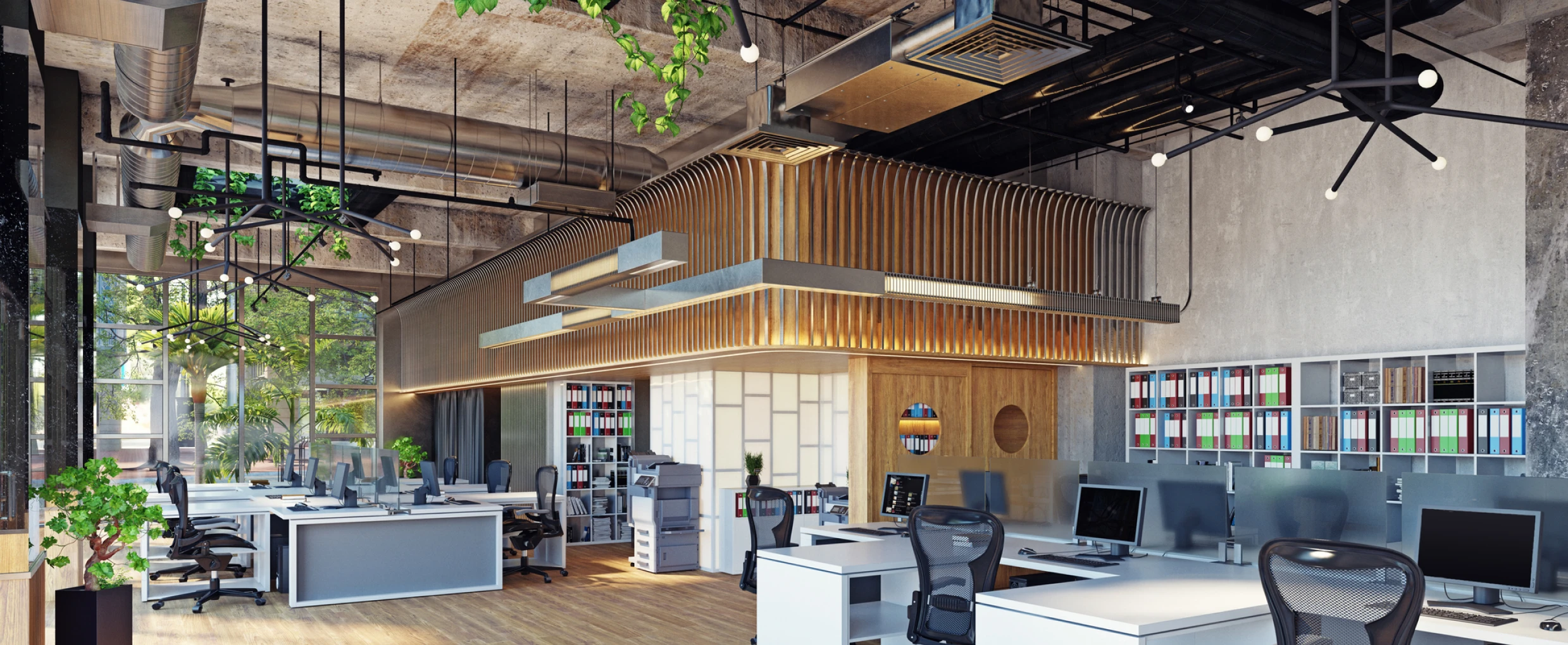 Contemporary workspace with natural light