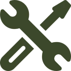 Dark green repair tools symbol